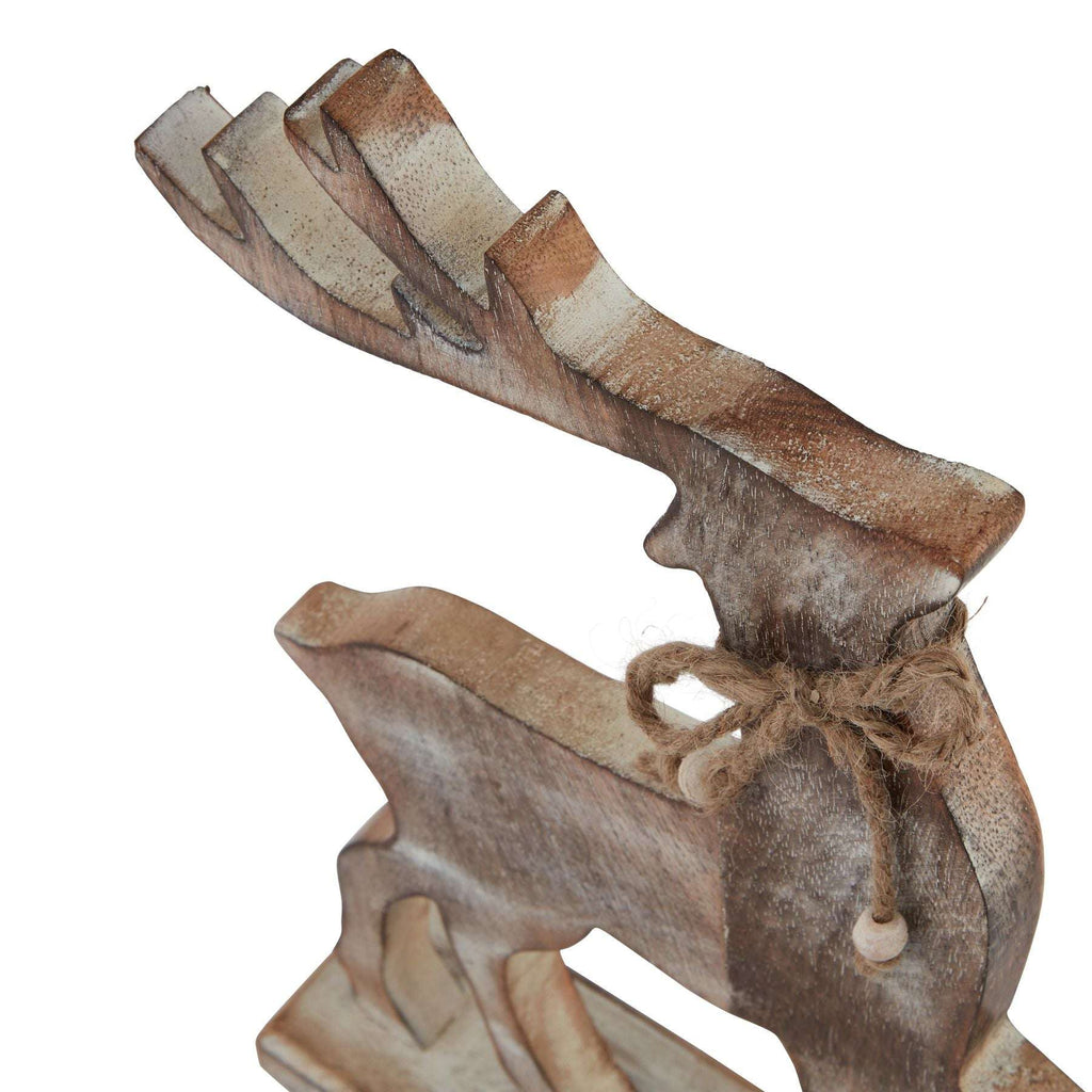 White Wash Collection Wooden Reindeer Decoration Shades 4 Seasons