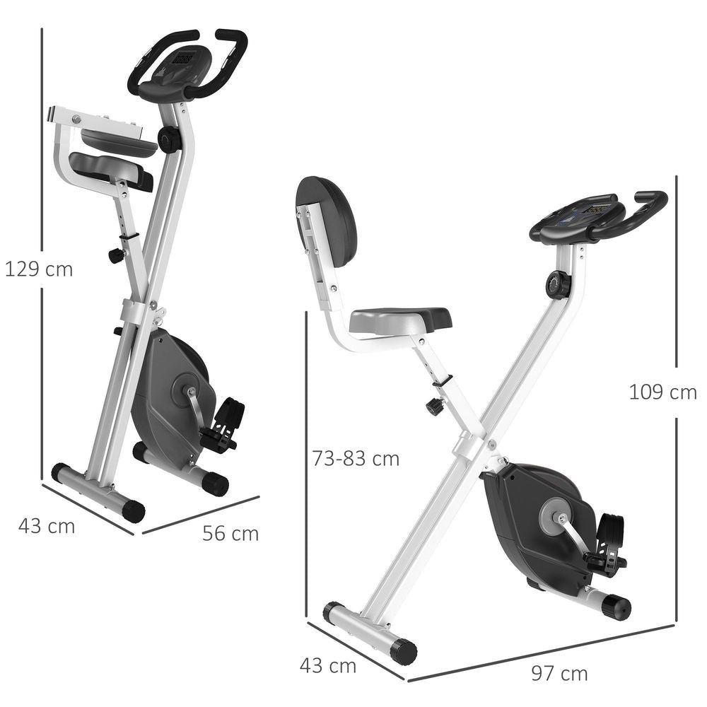 HOMCOM Magnetic Resistance Exercise Bike Foldable LCD Adjustable Seat Grey HOMCOM