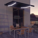 vidaXL Manual Retractable Awning with LEDs Burgundy 400x300 cm vidaXL