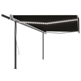 vidaXL Manual Retractable Awning with LED 3x2.5 m Blue and White vidaXL