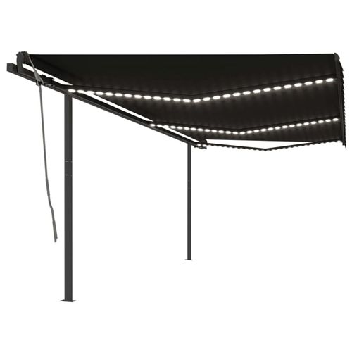 vidaXL Manual Retractable Awning with LED 3x2.5 m Blue and White anthracite 6 x 3 m vidaXL