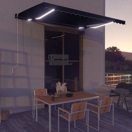 vidaXL Manual Retractable Awning with LEDs Burgundy 400x300 cm vidaXL