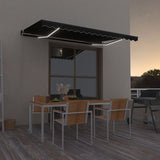 vidaXL Manual Retractable Awning with LEDs Burgundy 400x300 cm vidaXL