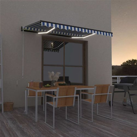 vidaXL Manual Retractable Awning with LEDs Burgundy 400x300 cm vidaXL