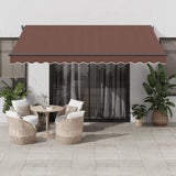 vidaXL Automatic Retractable Awning with LEDs Burgundy 300x250 cm vidaXL
