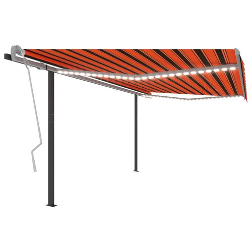 vidaXL Manual Retractable Awning with LED 3x2.5 m Blue and White vidaXL