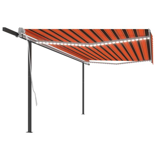 vidaXL Manual Retractable Awning with LED 3x2.5 m Blue and White vidaXL