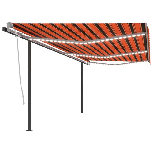 vidaXL Manual Retractable Awning with LED 3x2.5 m Blue and White vidaXL