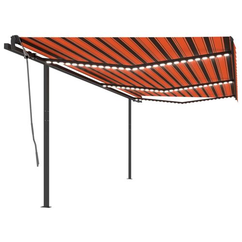 vidaXL Manual Retractable Awning with LED 3x2.5 m Blue and White multicolour 6 x 3 m vidaXL