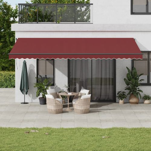 vidaXL Automatic Retractable Awning with LEDs Burgundy 300x250 cm vidaXL