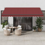 vidaXL Automatic Retractable Awning with LEDs Burgundy 300x250 cm vidaXL