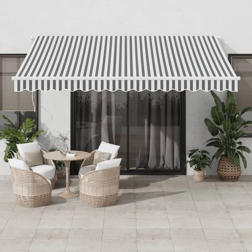 vidaXL Manual Retractable Awning Anthracite&White 400x300 cm vidaXL