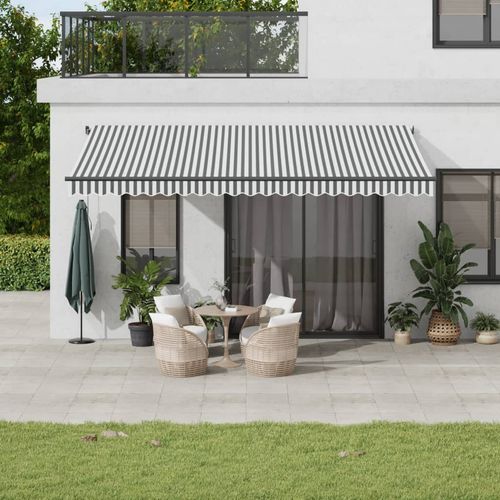 vidaXL Manual Retractable Awning with LEDs Burgundy 400x300 cm anthracite and white 500 x 300 cm vidaXL