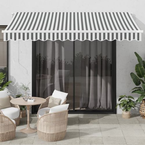 vidaXL Automatic Retractable Awning with LED Anthracite&White 400x350 cm vidaXL