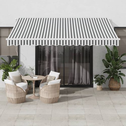 vidaXL Automatic Retractable Awning with LED Anthracite&White 400x350 cm vidaXL