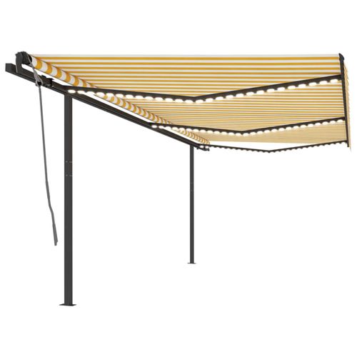 vidaXL Manual Retractable Awning with LED 3x2.5 m Blue and White yellow and white 6 x 3 m vidaXL