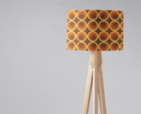 Stylish lampshade by Shadow Bright with a retro circular pattern in warm colours