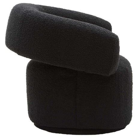 Oliveto Black Boucle Fabric Revolving Armchair Orsina