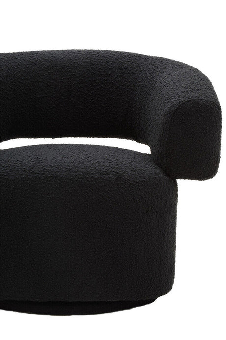 Oliveto Black Boucle Fabric Revolving Armchair Orsina