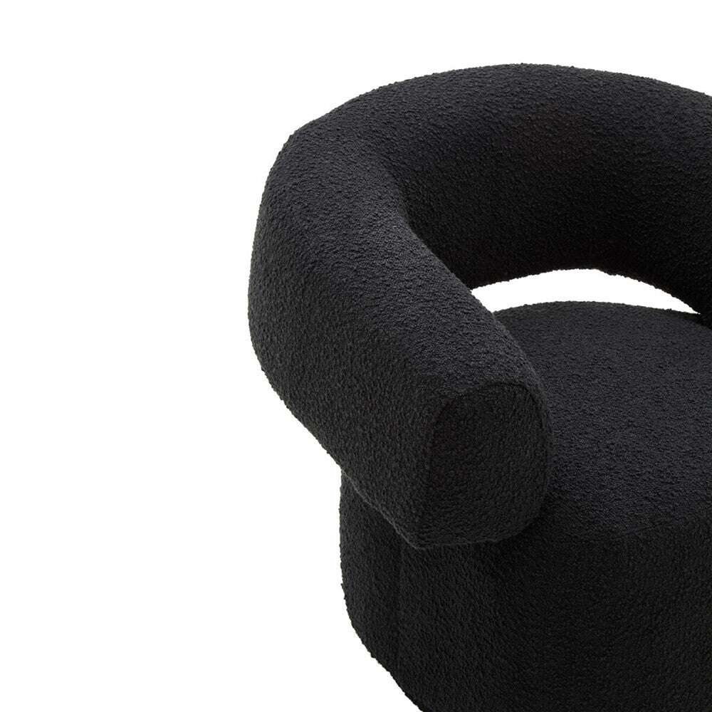 Oliveto Black Boucle Fabric Revolving Armchair Orsina