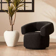 Oliveto Black Boucle Fabric Revolving Armchair Orsina