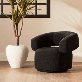 Oliveto Black Boucle Fabric Revolving Armchair Orsina