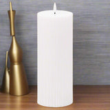 Luxe Collection Natural Glow 3.5x9 Texture Ribbed LED Candle WHITE PLASTIC Shades 4 Seasons