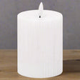 Luxe Collection Natural Glow 3x4 Textured Ribbed LED Candle WHITE PLASTIC Shades 4 Seasons