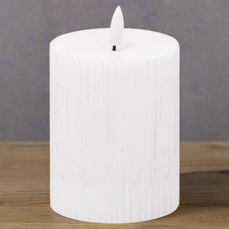 Luxe Collection Natural Glow 3x4 Textured Ribbed LED Candle WHITE PLASTIC Shades 4 Seasons
