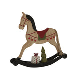 Wooden Rocking Horse Christmas decoration with gift and tree for festive room decor