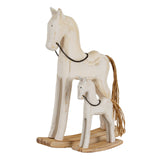 Decorative wooden rocking horse duo in white for charming Christmas room decorations