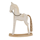 White wooden rocking horse decoration, perfect for Christmas room decorations by Shades 4 Seasons