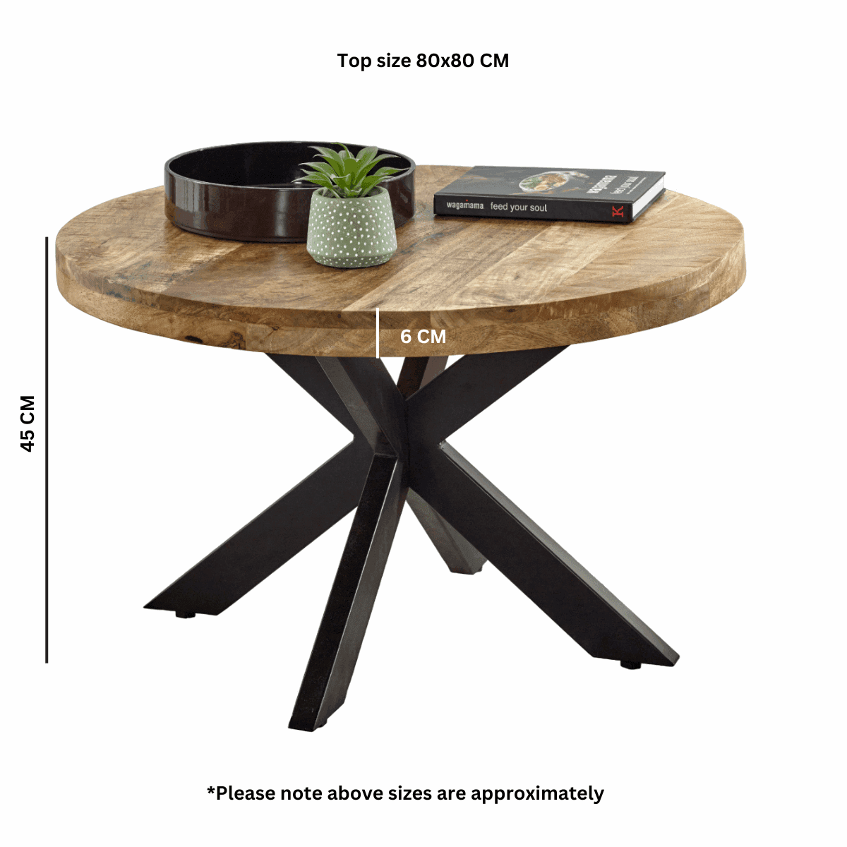 Merlin Mango Wooden Round Coffee Table Spider Legs Verty Furniture