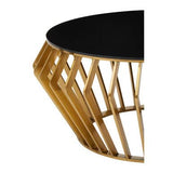 Ackley Gold Round Coffee Table with Black Glass Orsina