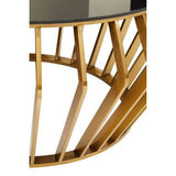 Ackley Gold Round Coffee Table with Black Glass Orsina