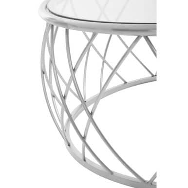 Ackley Silver Round Coffee Table with Clear Glass Orsina