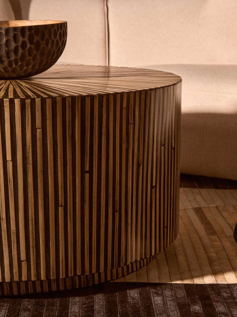 Bambusa Bamboo Inlay Round Coffee Table Orsina
