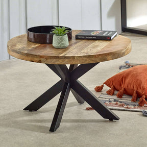 Merlin Mango Wooden Round Coffee Table Spider Legs Verty Furniture