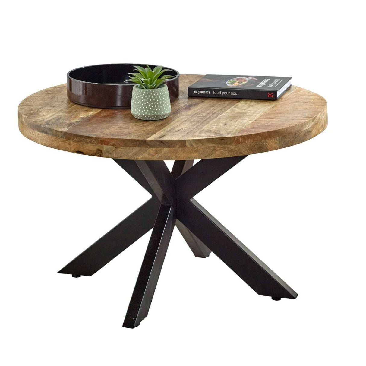 Merlin Mango Wooden Round Coffee Table Spider Legs Verty Furniture