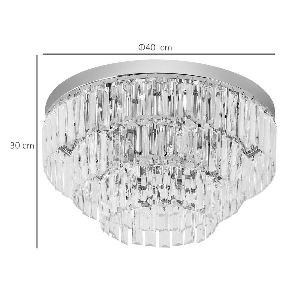 Round Crystal Ceiling Lamp 7 Lights Chandelier Mounted Fixture HOMCOM