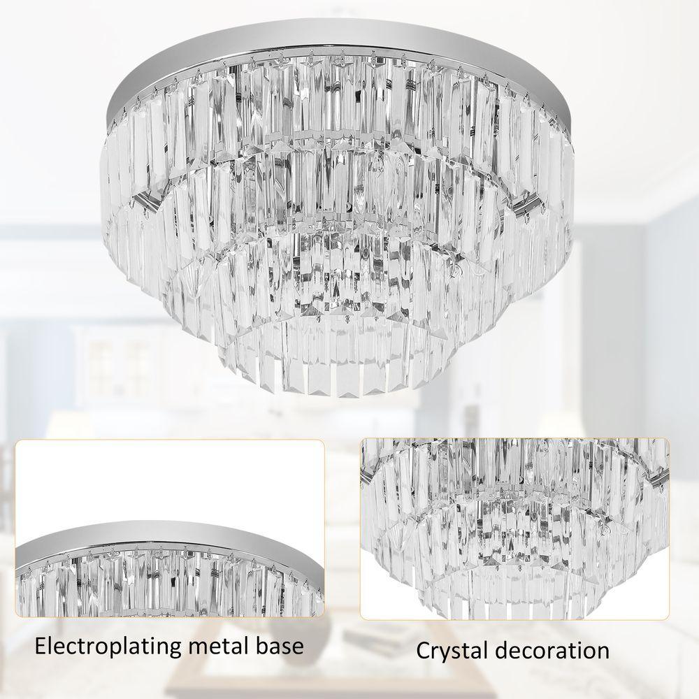 Round Crystal Ceiling Lamp 7 Lights Chandelier Mounted Fixture HOMCOM