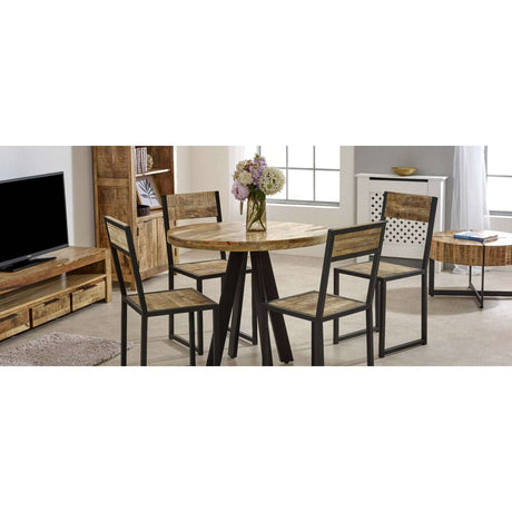 Verty Furniture Round Dining Table with Black Metal Legs and Wooden Top, perfect for stylish dining spaces