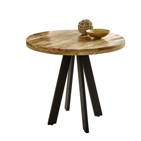 Verty Furniture Round Dining Table with Natural Wood Finish and Stylish Black Legs