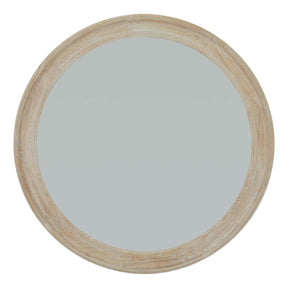 Washed Wood Large Round Framed Mirror ANTIQUE WHITE WOOD Shades 4 Seasons