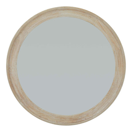 Washed Wood Large Round Framed Mirror ANTIQUE WHITE WOOD Shades 4 Seasons