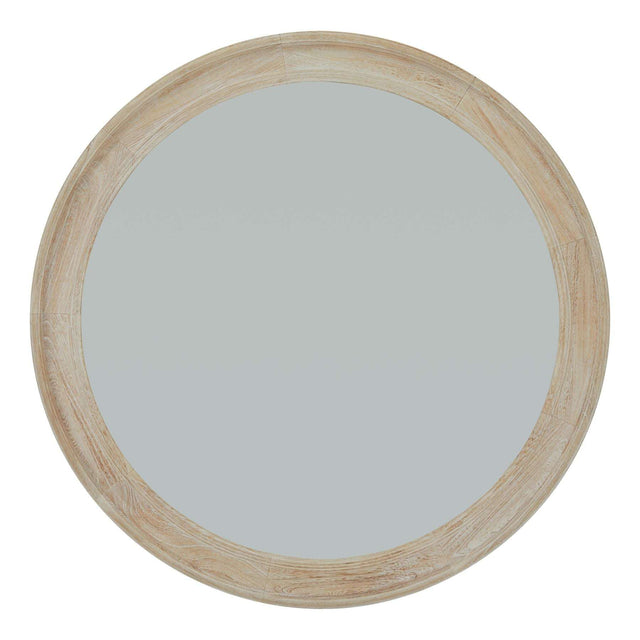 Washed Wood Large Round Framed Mirror ANTIQUE WHITE WOOD Shades 4 Seasons