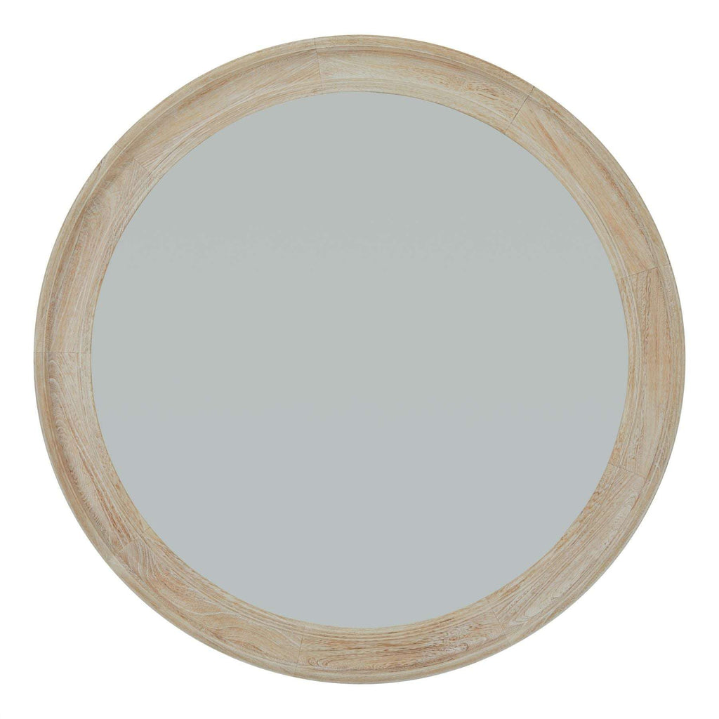 Washed Wood Large Round Framed Mirror ANTIQUE WHITE WOOD Shades 4 Seasons