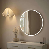 Stylish Round Mirror with LED Lights, perfect for home decor and creating a bright atmosphere