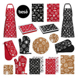 Orsina Round Placemats in vibrant red and black patterns, ideal for stylish table accessories