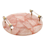 Orsina Quartz Tray with Elegant Rose Quartz Design and Stylish Metal Handles